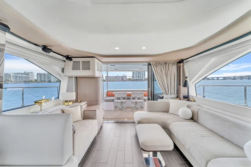 Slide: The Image of Interior of 2023 Azimut 60 Fly yacht with ocean view. - 13