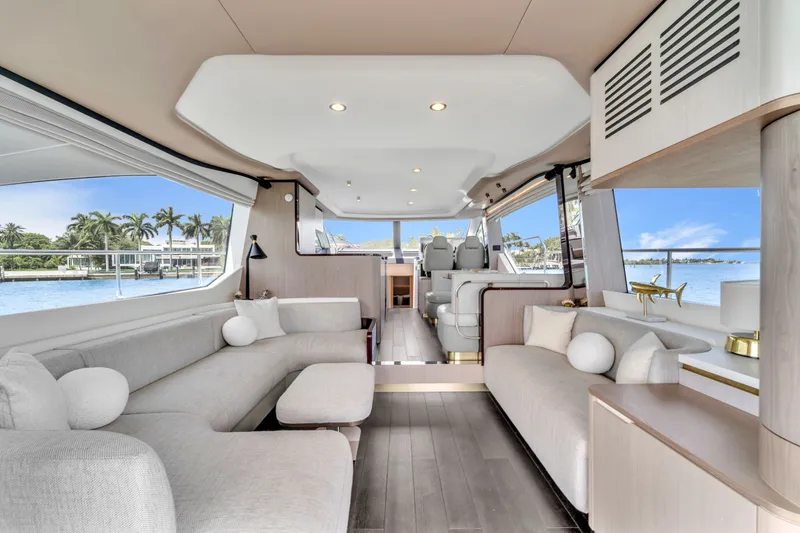 Slide: The Image of Interior of Azimut 60 Fly yacht, modern design, 2023 model. - 15