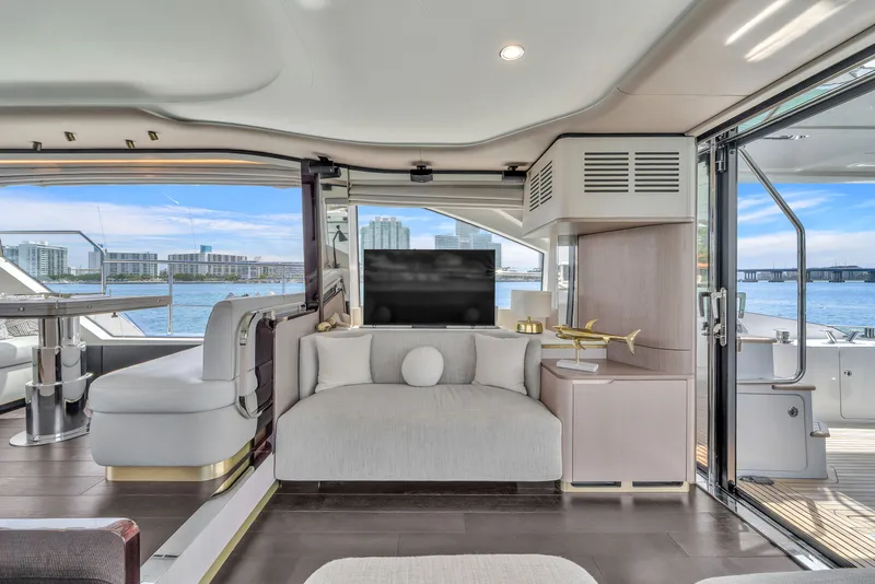 Slide: The Image of Luxurious interior of the 2023 Azimut 60 Fly yacht. - 17