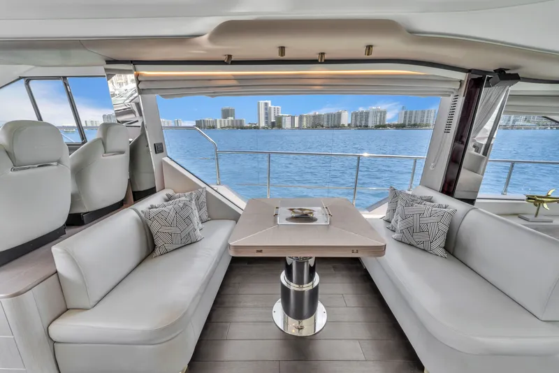 Slide: The Image of Interior of 2023 Azimut 60 Fly yacht with ocean view. - 21