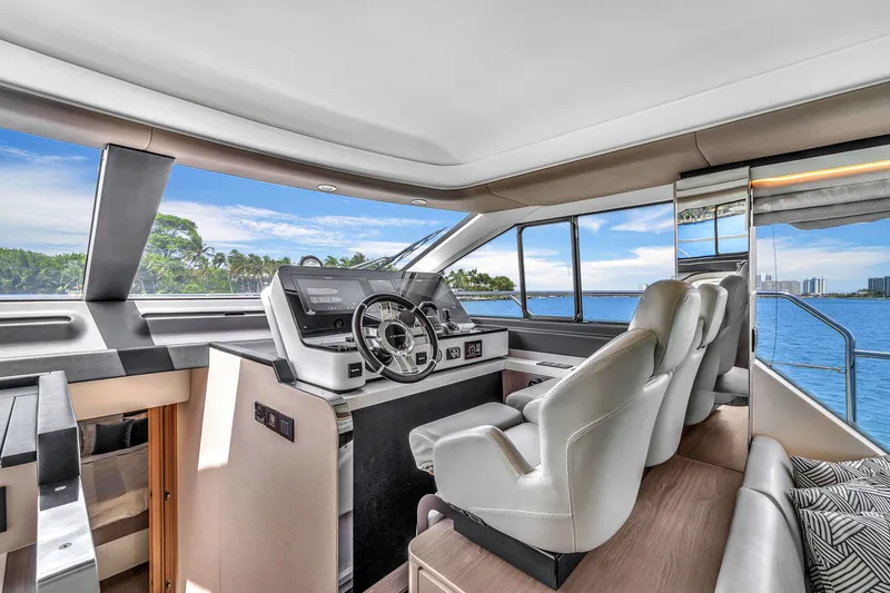 Slide: The Image of Interior of 2023 Azimut 60 Fly yacht with modern cockpit. - 24