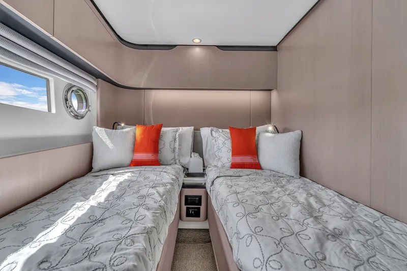 Slide: The Image of Interior of 2023 Azimut 60 Fly with twin beds. - 29