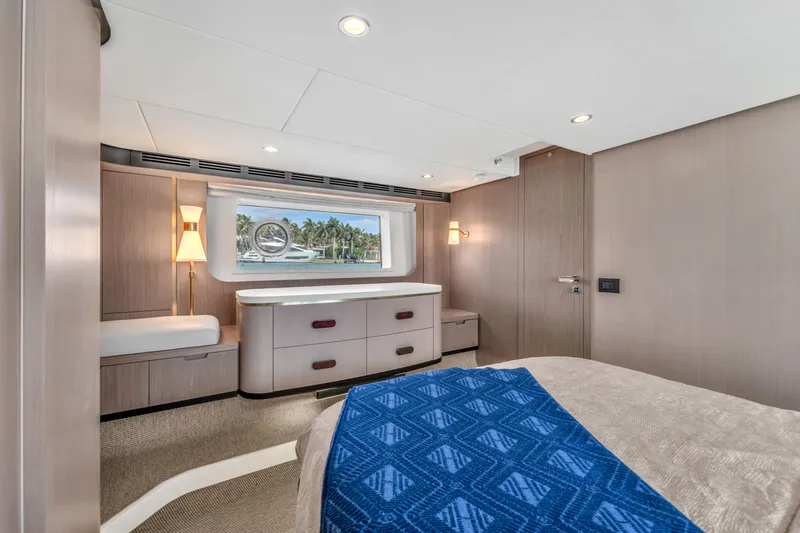Slide: The Image of Luxurious bedroom in Azimut 60 Fly yacht, 2023 model. - 36