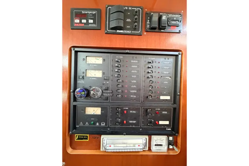 Slide: The Image of Electrical control panel on a 2002 Beneteau Oceanis 42CC sailboat. - 43