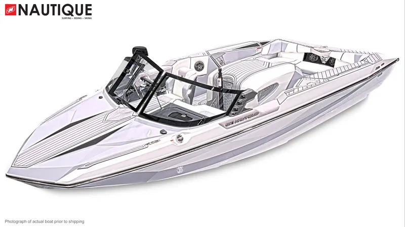 Slide: The Image of 2025 Nautique Ski boat featuring sleek design and luxurious interior. - 17