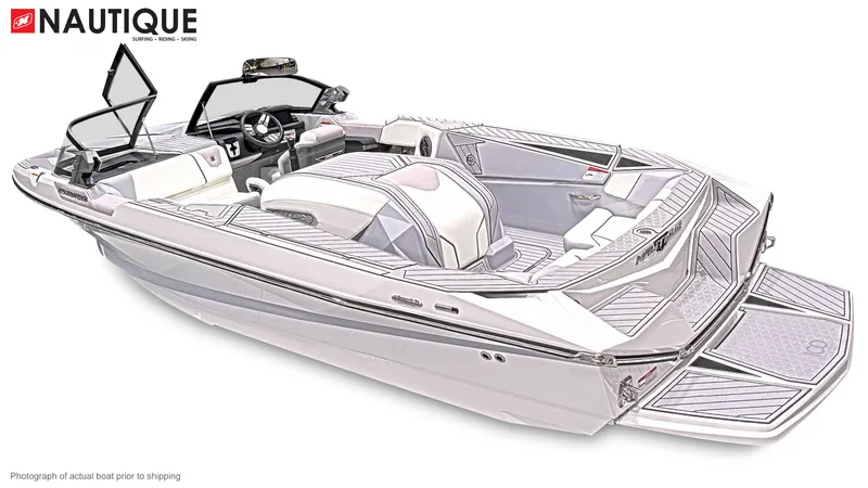 Slide: The Image of 2025 Nautique Ski boat featuring sleek design and luxurious interior. - 18