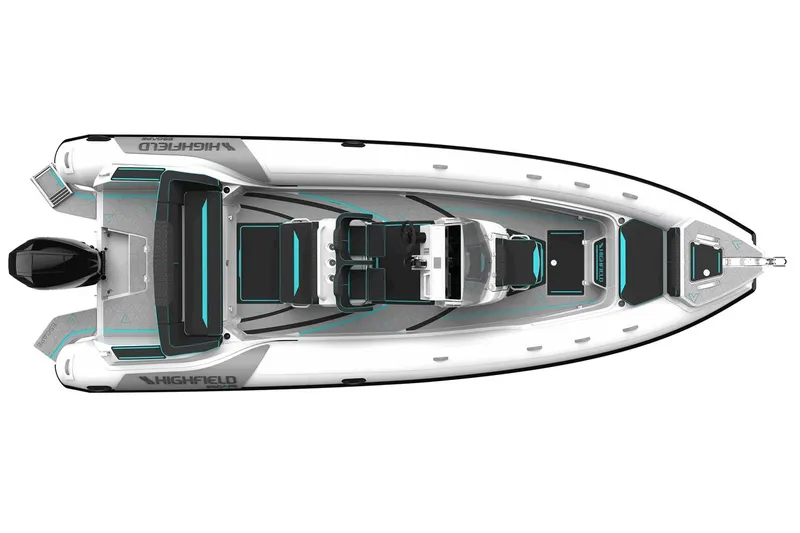 Slide: The Image of Manufacturer Provided Image: Top view of 2025 Highfield Escape 750 boat, showcasing sleek design and modern features. - 7