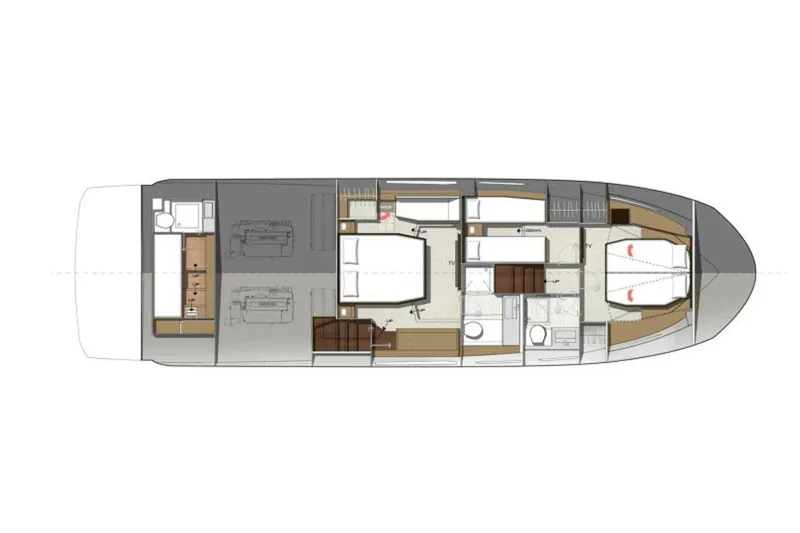 Slide: The Image of Manufacturer Provided Image: Floor plan of 2024 Prestige 520 yacht, showcasing interior layout and design. - 47