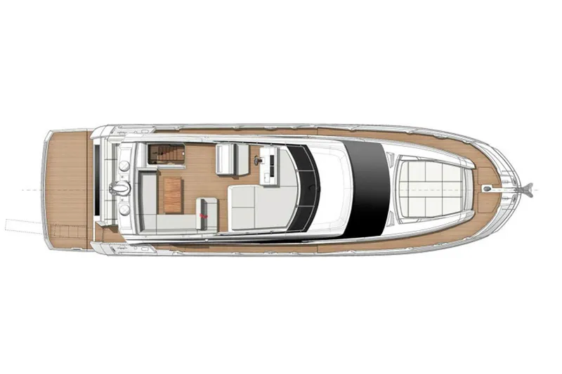 Slide: The Image of Manufacturer Provided Image: Top view layout of 2024 Prestige 520 yacht, showcasing spacious deck and interior design. - 49