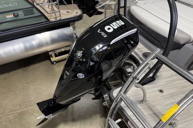 Slide: The Image of 2026 Godfrey Monaco 235 SFL boat with powerful black V8 outboard motor. - 3