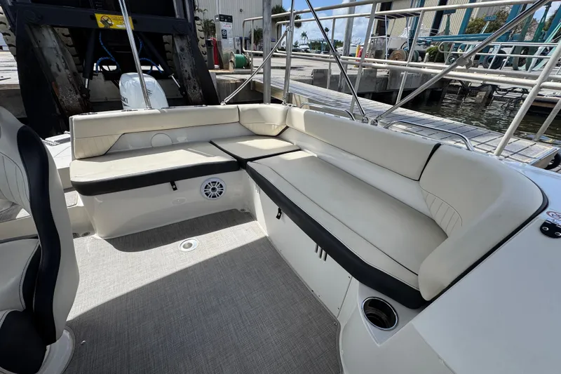 Slide: The Image of 2022 Stingray 192 SC boat interior with spacious seating and modern design. - 8