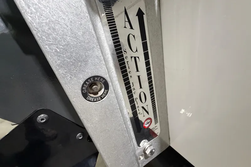 Slide: The Image of Close-up of 2020 Vexus AVX 2080 boat's jack plate with grease fitting. - 13