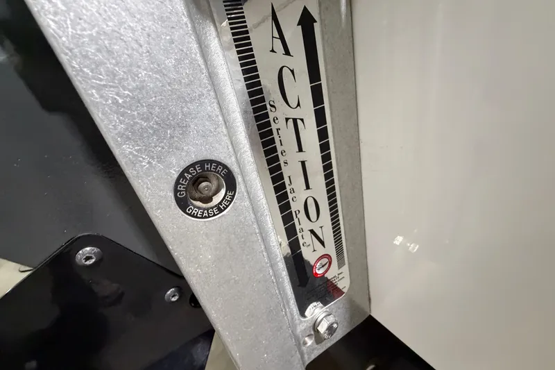 Slide: The Image of Close-up of Vexus AVX 2080 2020 boat's jack plate with grease point. - 14