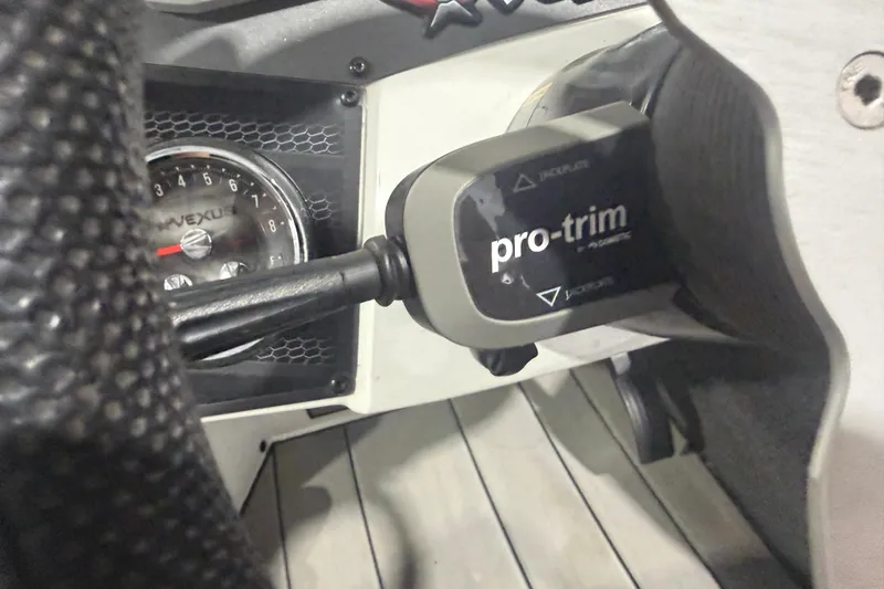 Slide: The Image of Close-up of 2020 Vexus AVX 2080 boat dashboard with pro-trim control. - 28