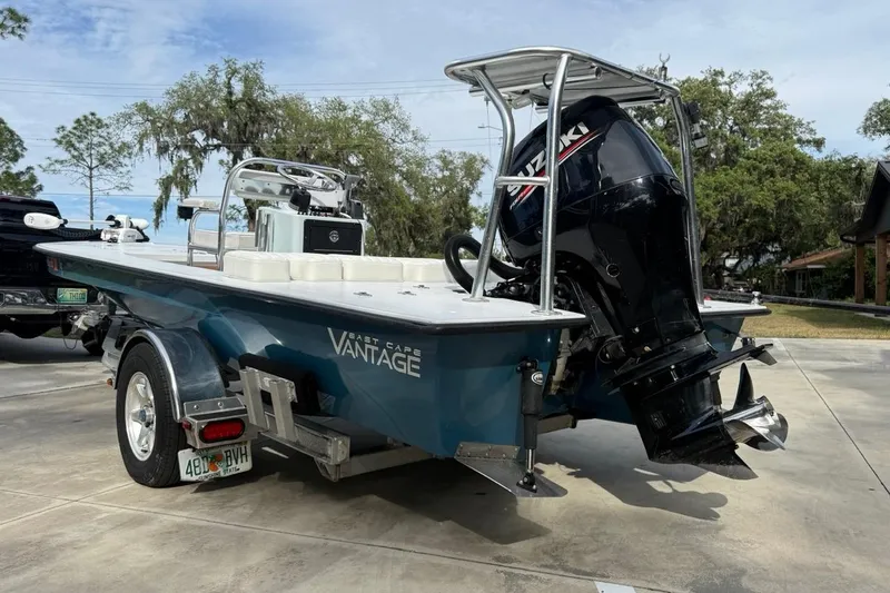 Slide: The Image of 2017 East Cape Vantage boat with Suzuki outboard motor on trailer. - 5