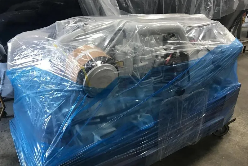 Slide: The Image of Plastic-wrapped engine for 2003 Gold Coast fast ferry in storage. - 26