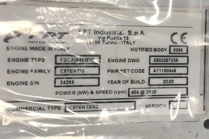 Slide: The Image of Label of FPT Industrial engine, model C87ENTM, built in 2020, for Gold Coast fast ferry. - 38