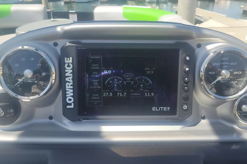 Slide: The Image of Dashboard of 2023 South Bay 525UL AR boat with Lowrance Elite display. - 7