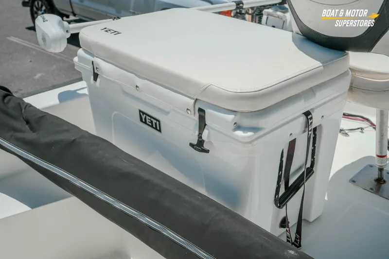Slide: The Image of 2016 Boston Whaler 210 Montauk boat with Yeti cooler seat on deck. - 18