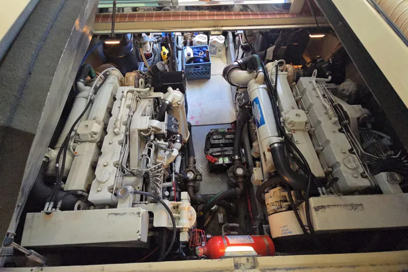 Slide: The Image of Raymarine navigation display on 2001 Sea Ray 400 Sedan Bridge yacht dashboard. - 6