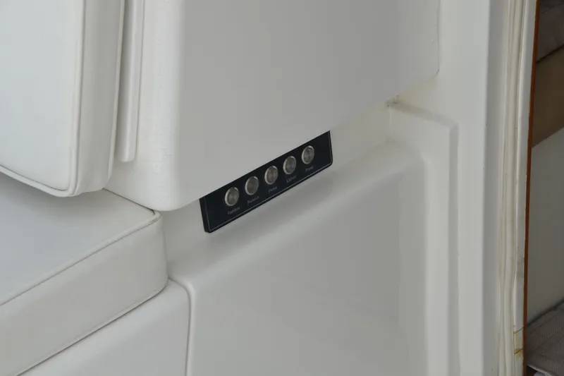 Slide: The Image of Control panel on 2001 Cabo 35 Flybridge boat interior. - 22