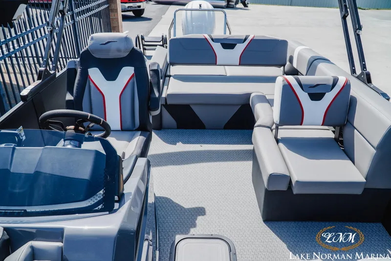 Slide: The Image of Luxury seating on 2026 Evotti 723CS boat at Lake Norman Marina. - 16