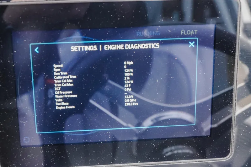 Slide: The Image of Dashboard displaying engine diagnostics for 2025 Bennington 24MSB boat. - 19