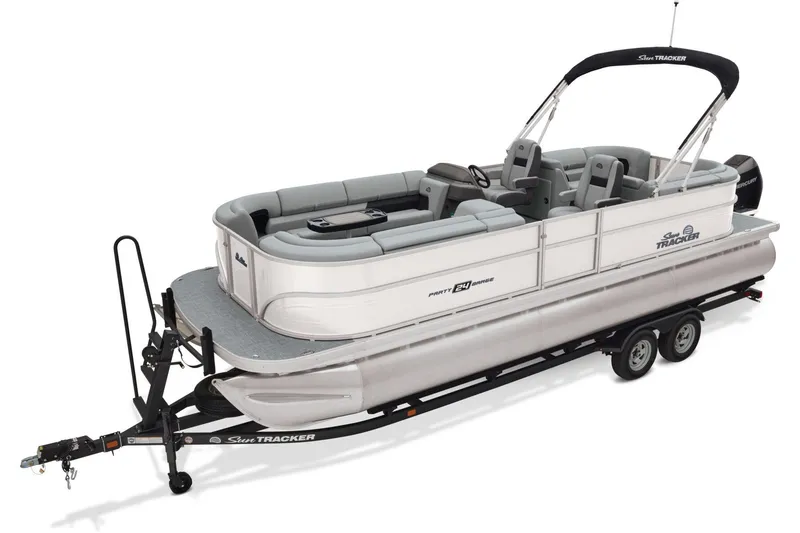Slide: The Image of 2026 Sun Tracker Party Barge 24 XP3 interior seating with open storage compartments. - 10