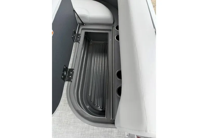 Slide: The Image of Interior storage compartment of 2026 Sun Tracker Party Barge 16 DLX pontoon boat. - 12
