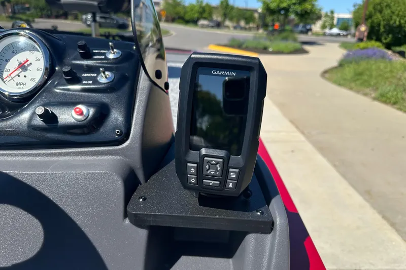 Slide: The Image of Dashboard of 2026 Tracker Pro 170 with Garmin GPS and speedometer. - 18