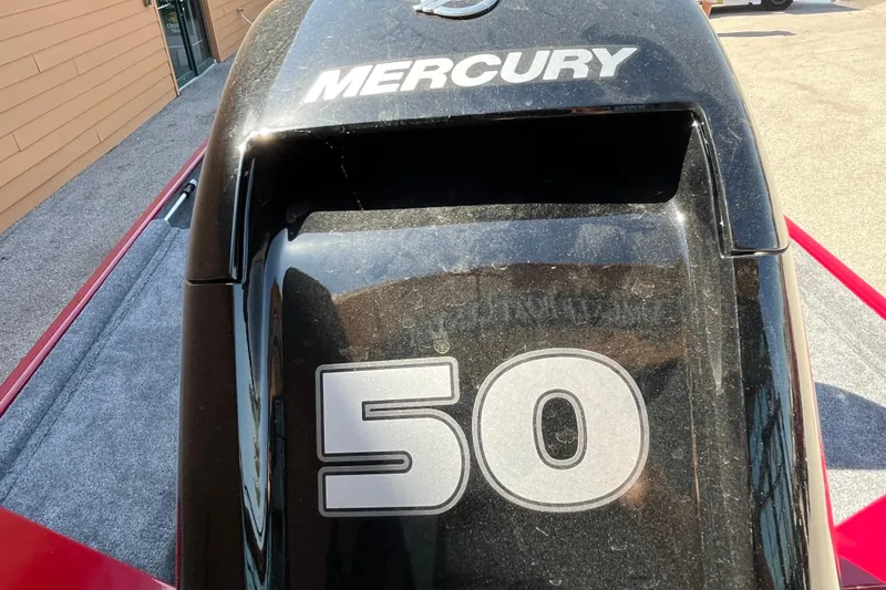 Slide: The Image of Mercury 50 horsepower engine on 2026 Tracker Bass Tracker Classic XL boat. - 2