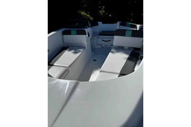 Slide: The Image of 2026 Tahoe T16 boat interior with sleek seating and modern design. - 10