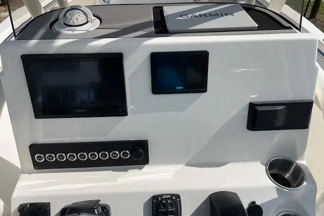 Slide: The Image of Control panel of 2026 Key West 203 FS boat with Garmin navigation system. - 5