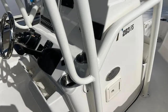Slide: The Image of 2026 Key West 203 FS boat console with steering wheel and cup holders. - 8