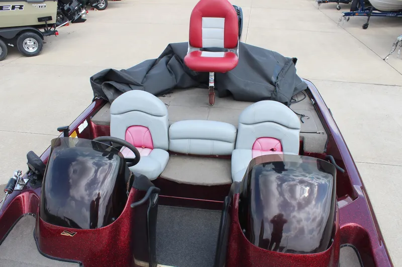 Slide: The Image of 2002 Nitro NX 882 DC boat interior with dual consoles and seating. - 10