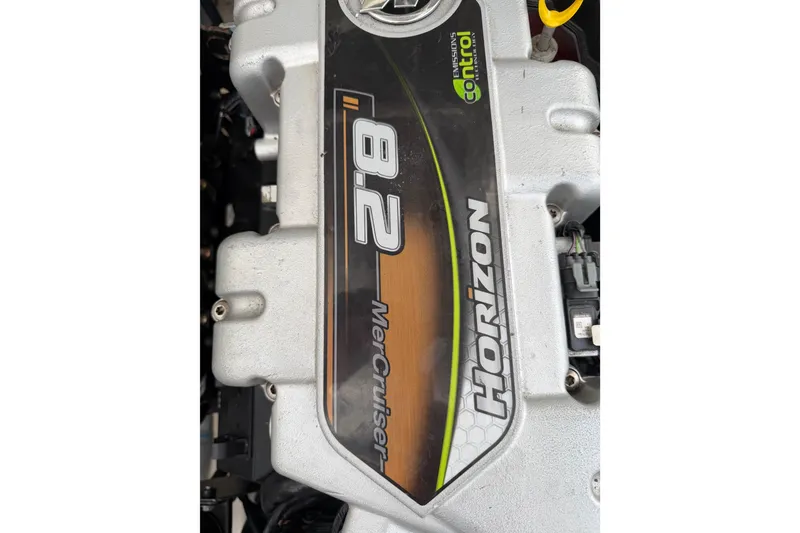 Slide: The Image of MerCruiser 8.2 Horizon engine in 2012 Sea Ray Sundancer 350 boat. - 28