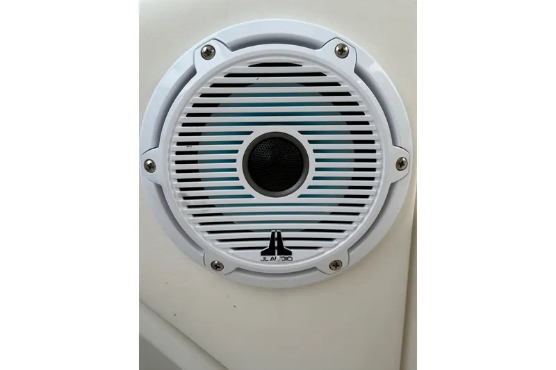 Slide: The Image of White JL Audio speaker on 2012 Sea Ray Sundancer 350 boat. - 51