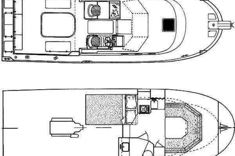 Slide: The Image of Blueprint of 1998 Albin 28 Tournament Express boat, showcasing interior layout and design. - 34