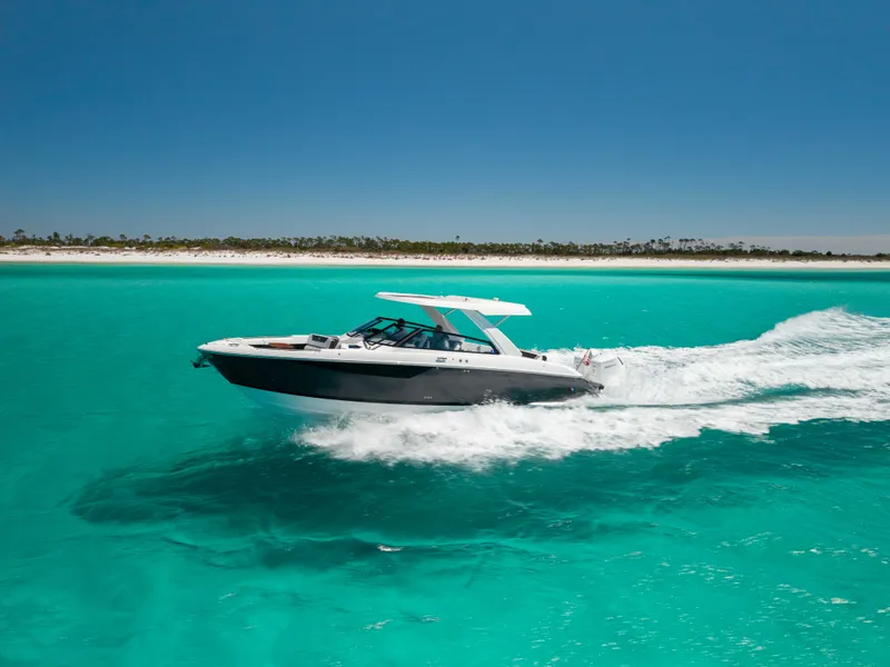The Image of 2024 Cobalt R35 boat on turquoise water, sunny day. - 0
