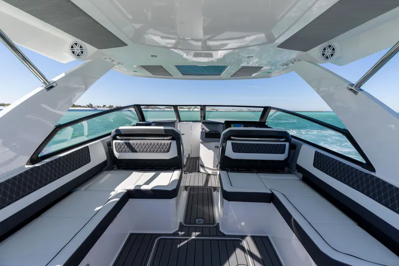 Slide: The Image of Interior of 2024 Cobalt R35 yacht on open sea. - 27