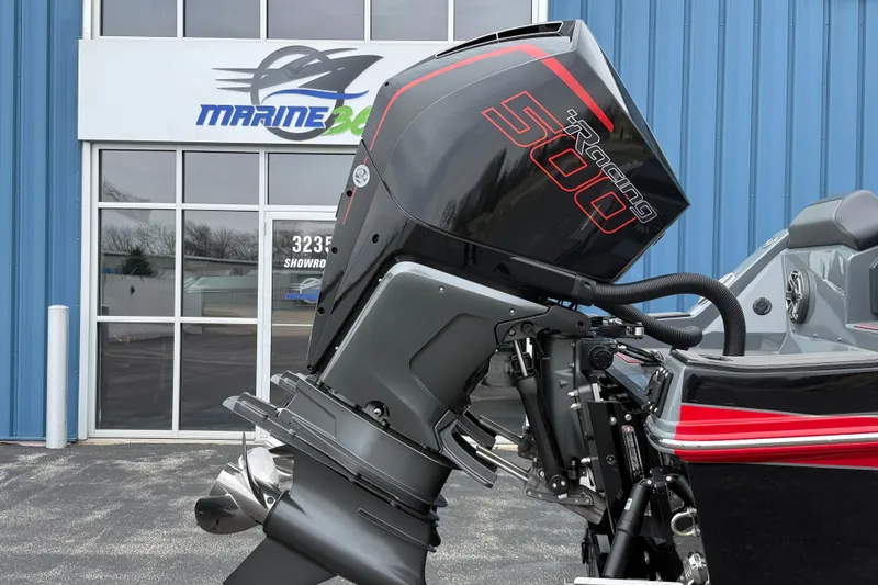 Slide: The Image of 2025 Sunsation 32 CCX boat with powerful Racing 500 engine at Marine 360 showroom. - 8