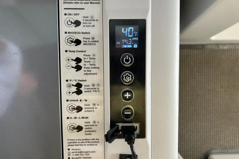 Slide: The Image of Digital control panel with temperature settings on a 2017 Monterey 360 Sport Coupe. - 35