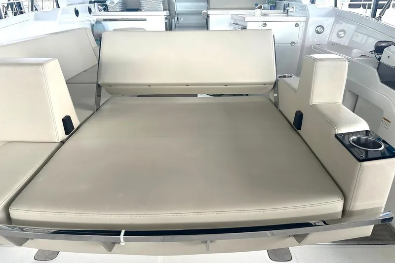 Slide: The Image of Luxurious seating area on a 2017 Monterey 360 Sport Coupe yacht. - 4