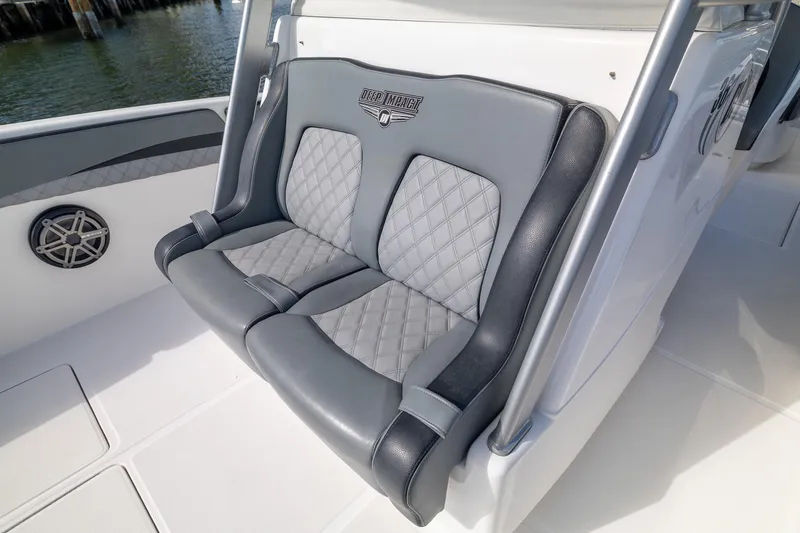 Slide: The Image of Luxury seating on 2019 Deep Impact 369 Sport boat with quilted upholstery. - 32