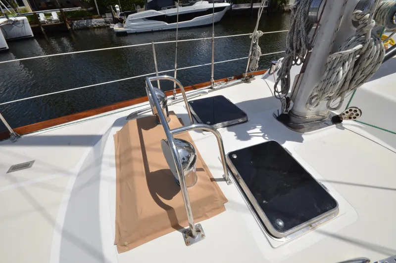 Slide: The Image of Deck view of 1992 Hinckley Sou'wester 59 sailboat with winches and rigging. - 65
