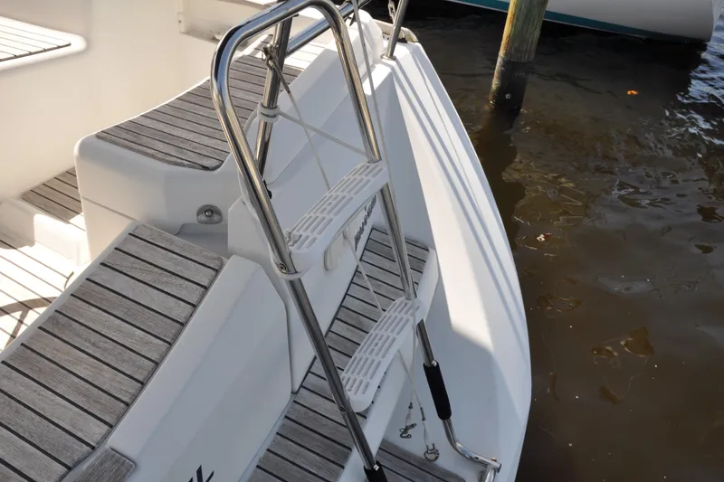 Slide: The Image of Stainless steel swim ladder on 2010 Jeanneau Sun Odyssey 36i yacht. - 20