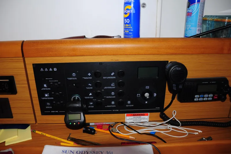 Slide: The Image of Control panel of a 2010 Jeanneau Sun Odyssey 36i sailboat with navigation equipment. - 41
