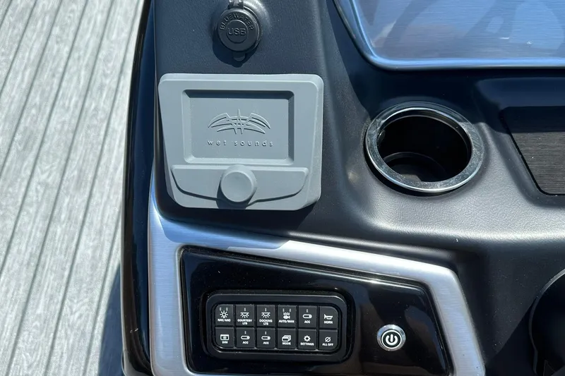 Slide: The Image of Control panel of 2026 Ranger Reata 220FC boat with Wet Sounds audio system. - 20