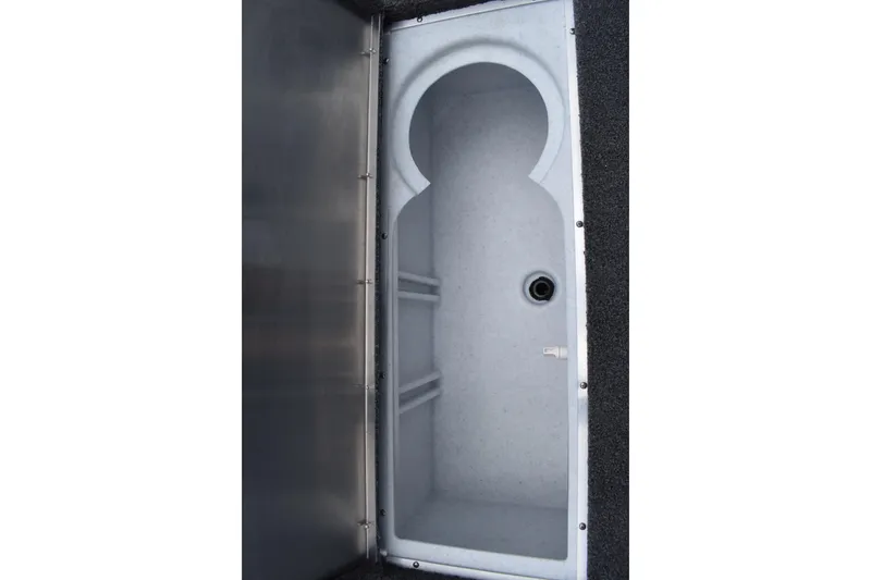 Slide: The Image of 2026 Lowe Fishing Machine 1625WT livewell interior with open lid. - 16