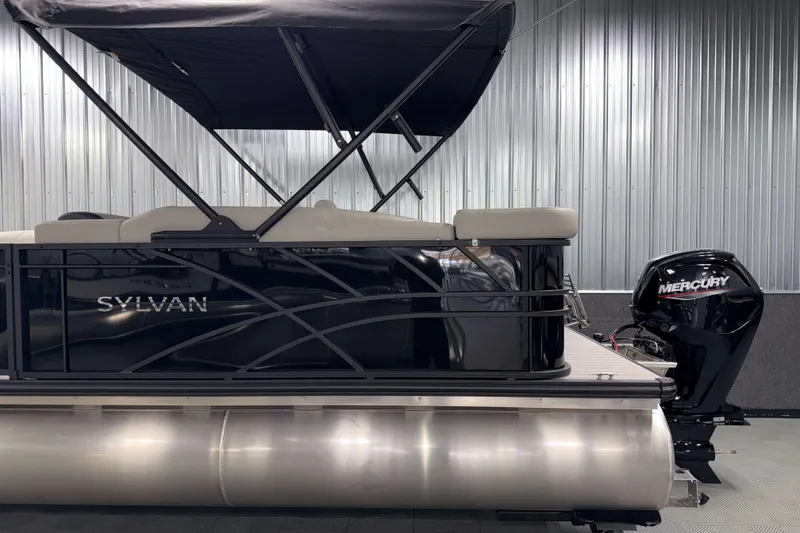 Slide: The Image of 2026 Sylvan Mirage 8520 Cruise pontoon boat with Mercury outboard motor. - 22